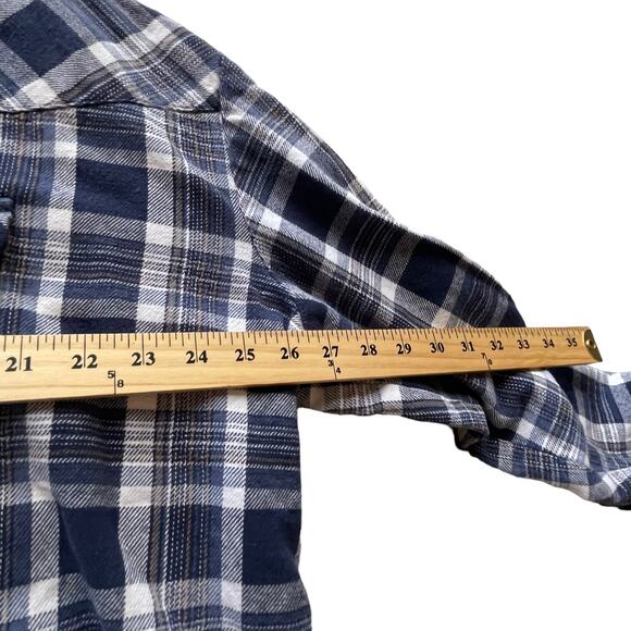 ELY Cattleman Men's 2XL Tall Blue Plaid Flannel Western Fall Button Up‎ - Picture 7 of 8